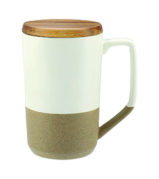 Tahoe Tea & Coffee Ceramic Mug with Wood Lid 16oz